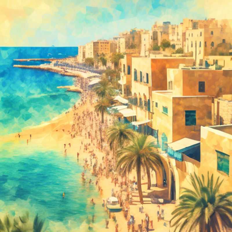 Three couples from The Staycationer blog explore the ancient port city of Jaffa, Israel, strolling through its charming alleyways and admiring the vibrant street art during their 5-day summer getaway.